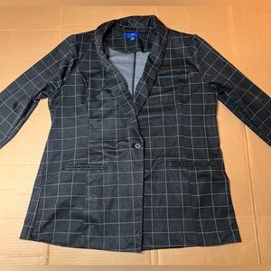APT. 9 Black Plaid Ponte Stretch Knit Jacket Women’s XXL Blazer